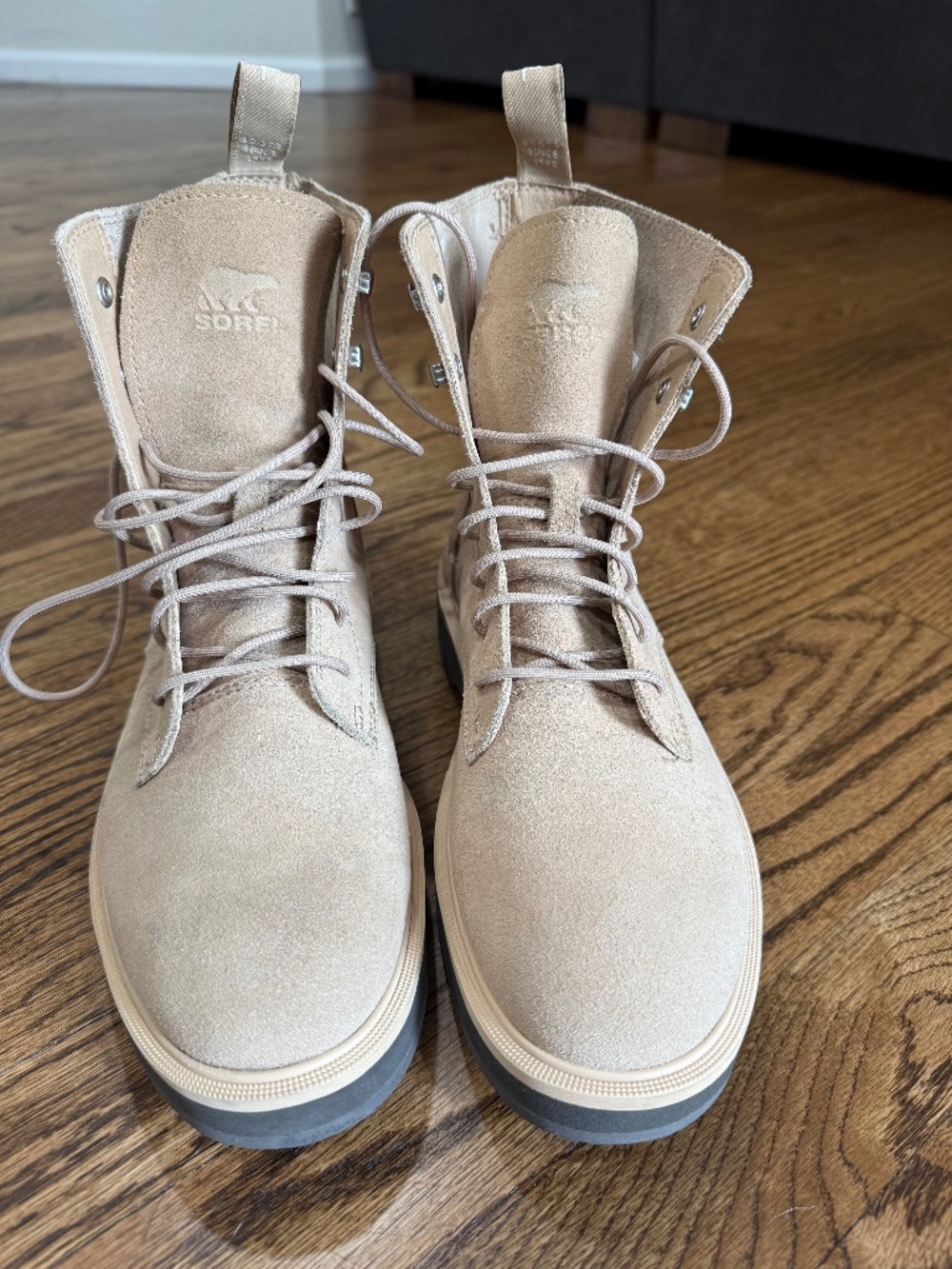 Sorel Womens Hi-Line Lace Boot Khaki Suede Waterproof